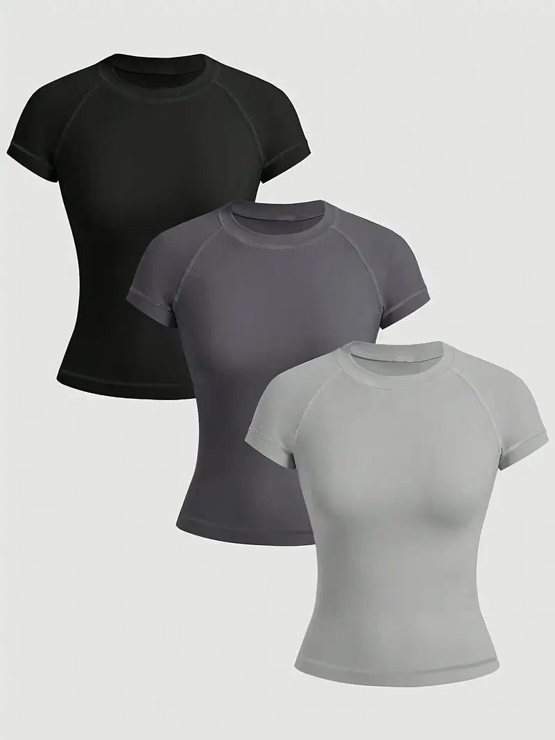 Women'S Solid Color Athletic T-Shirts - Moisture-Wicking Workout Tops for Running, Yoga, Gym - Stretchy Non-Bulky Fit - Lightweight
